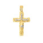 Gold Nugget Cross with Jesus pendant