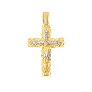Gold Nugget Cross with Jesus pendant