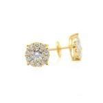 14K Gold Lab Diamond Halo Stud Earrings