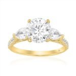 14K Yellow Gold Three-Stone Engagement Ring – 2.75 CTW Lab Diamonds