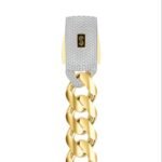 10K Gold Monaco Cuban Link Chain with CZ Box Lock