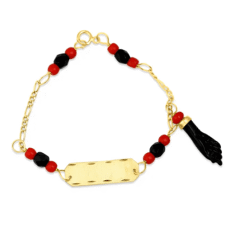 10K Gold Mano Azabache Baby Bracelet<span> - </span>Rectangular