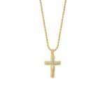 10K Gold Two-Tone Cross Pendant & Rope Chain Set