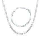 925 Sterling Silver Cuban Link Set – Chain & Bracelet (4mm)