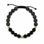 10K Gold Triple Bead Natural Stone Bracelet