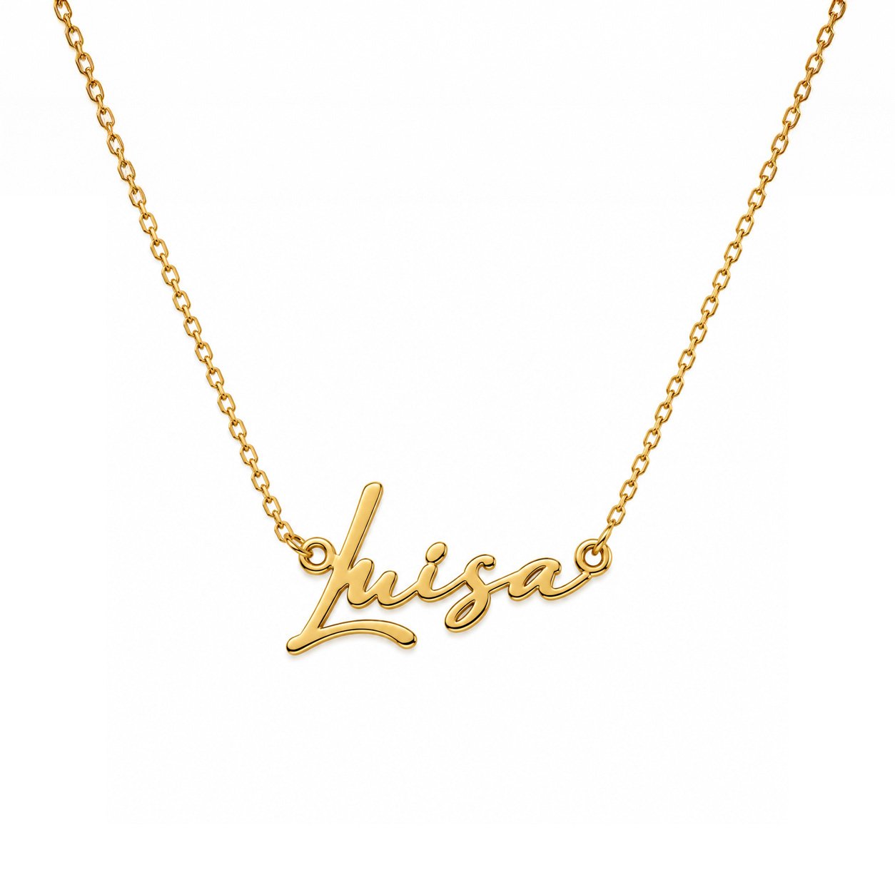 luisa 10K gold signature script custom name necklace with delicate chain