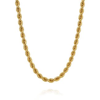 10K gold diamond-cut hollow rope chain with polished twist detail