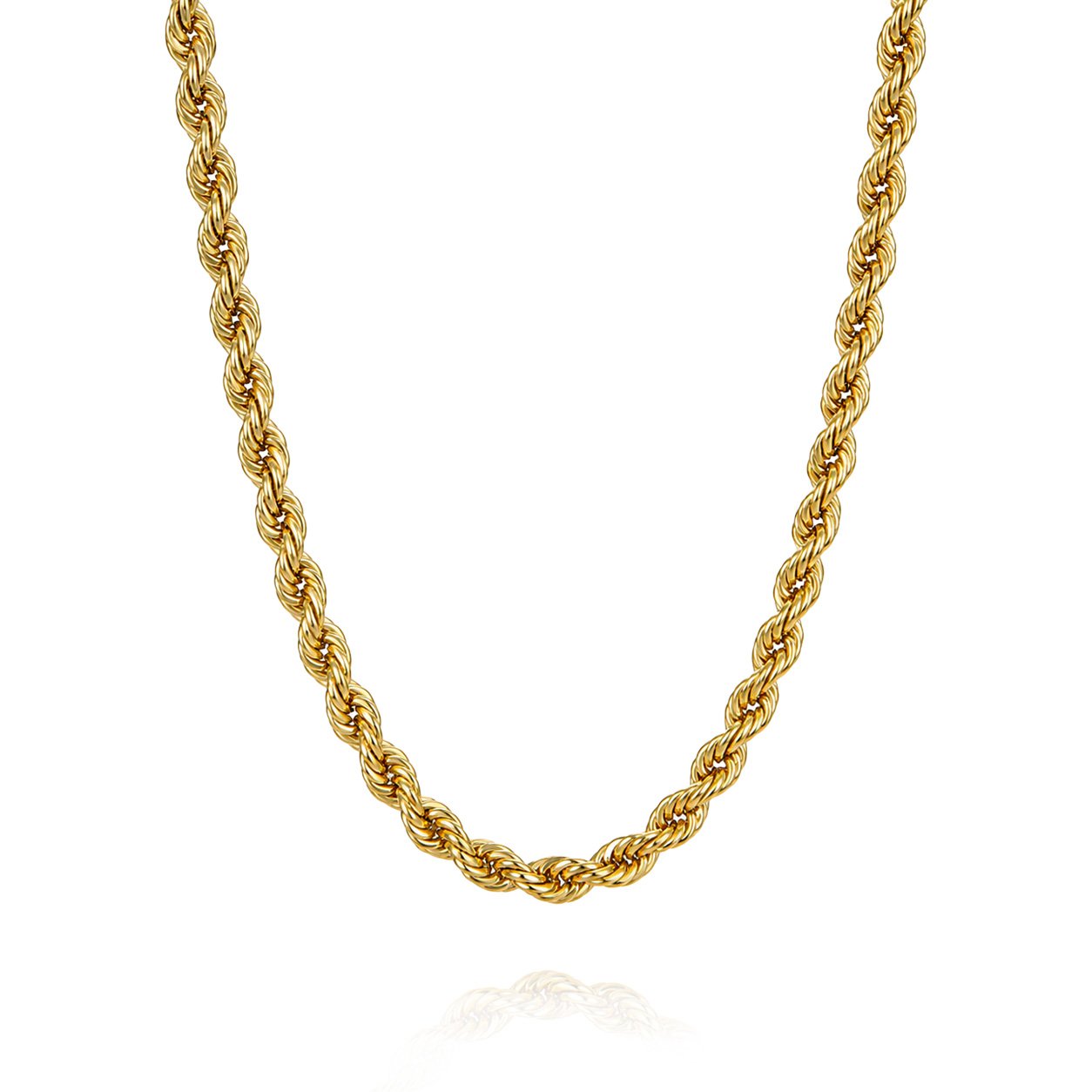 10K gold diamond-cut hollow rope chain with polished twist detail