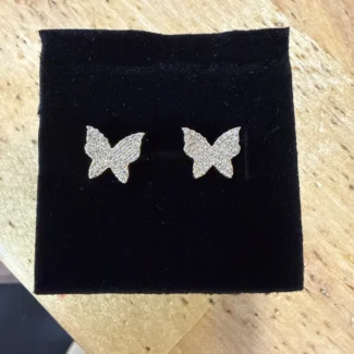 10k Natural diamonds Butterfly earrings- screw backs