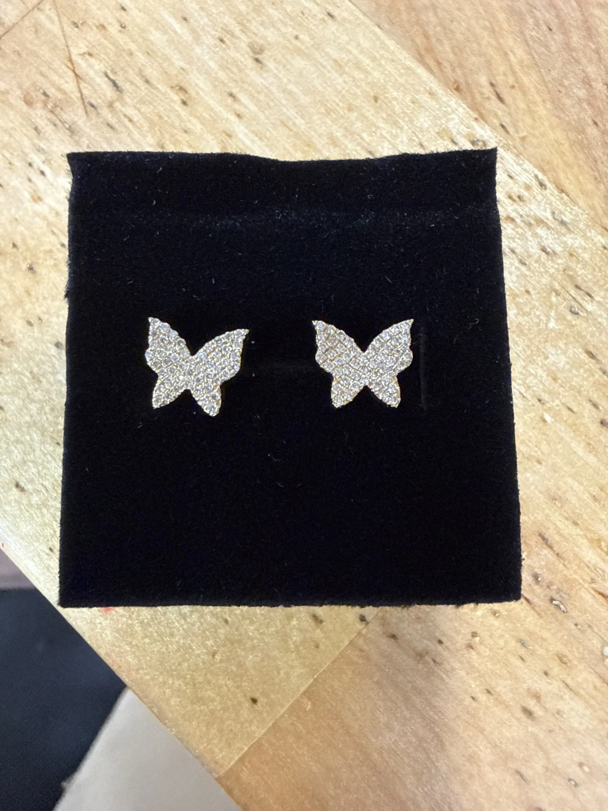 10k Natural diamonds Butterfly earrings- screw backs