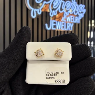 10K Yellow Gold Round Natural Diamond Earrings – 0.38 CTW