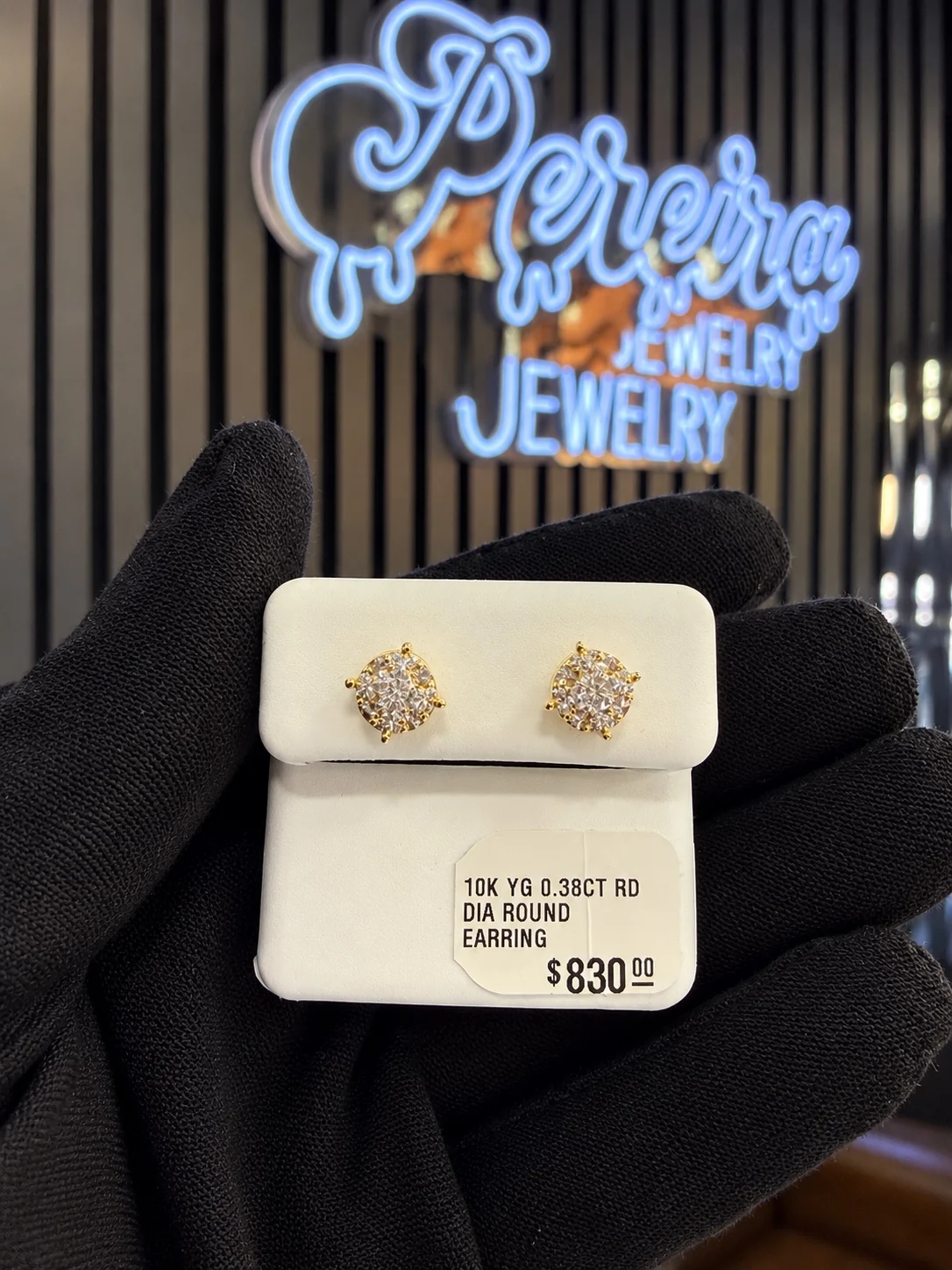 10K Yellow Gold Round Natural Diamond Earrings – 0.38 CTW