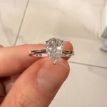 14k white gold, Engagement Ring, LAB diamonds