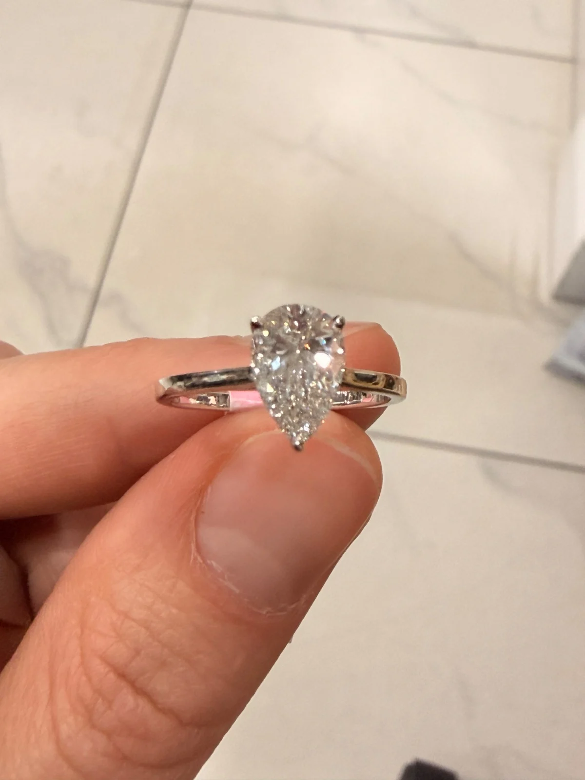 14k white gold, Engagement Ring, LAB diamonds