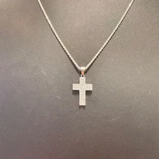 925 Silver, 20 Inch cross set with CZ. 1mm